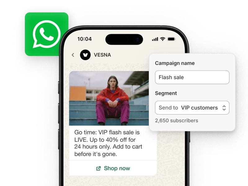 Campaña de marketing de WhatsApp creada dentro de Shopify Messaging