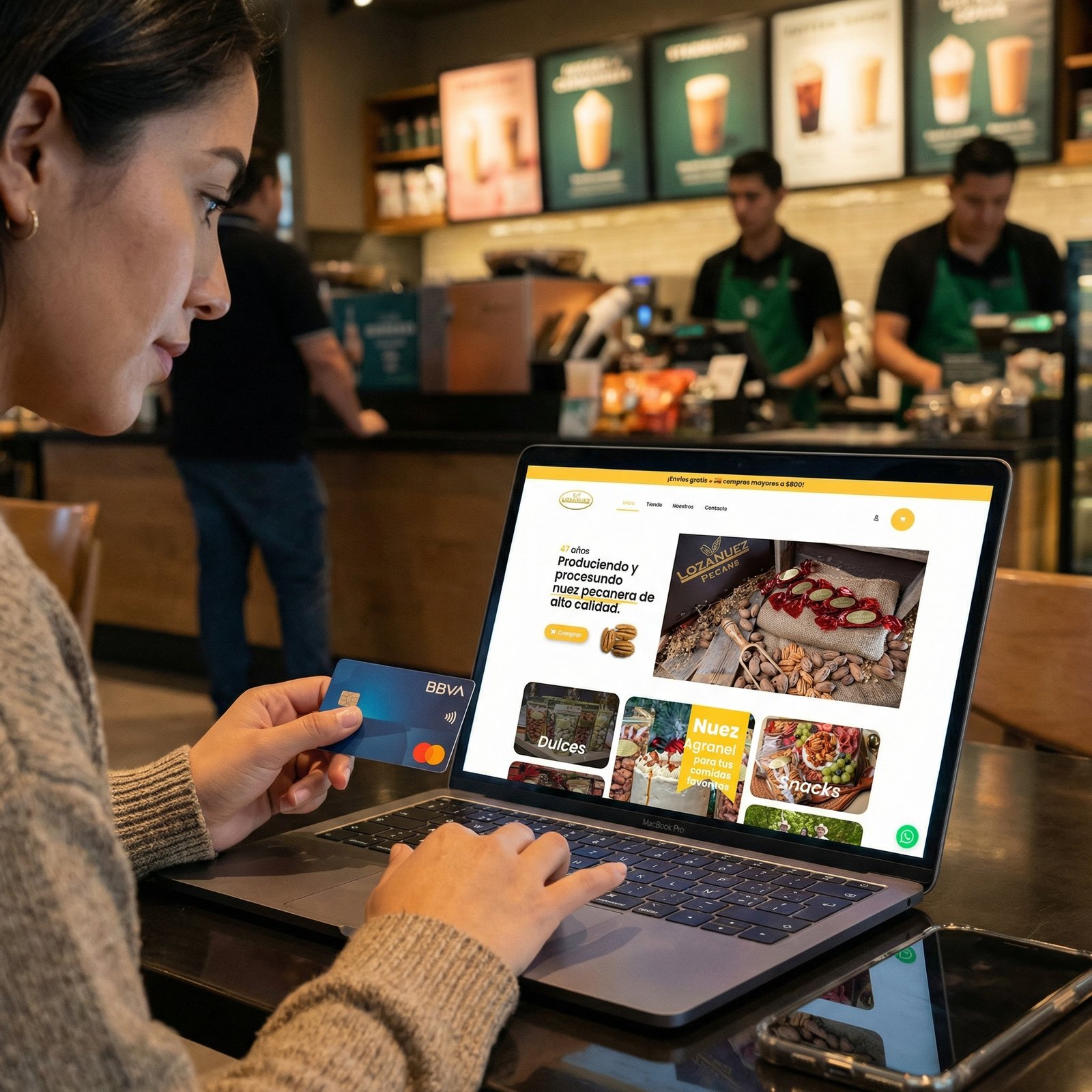 Mujer comprando en línea en la tienda Lozanuez
